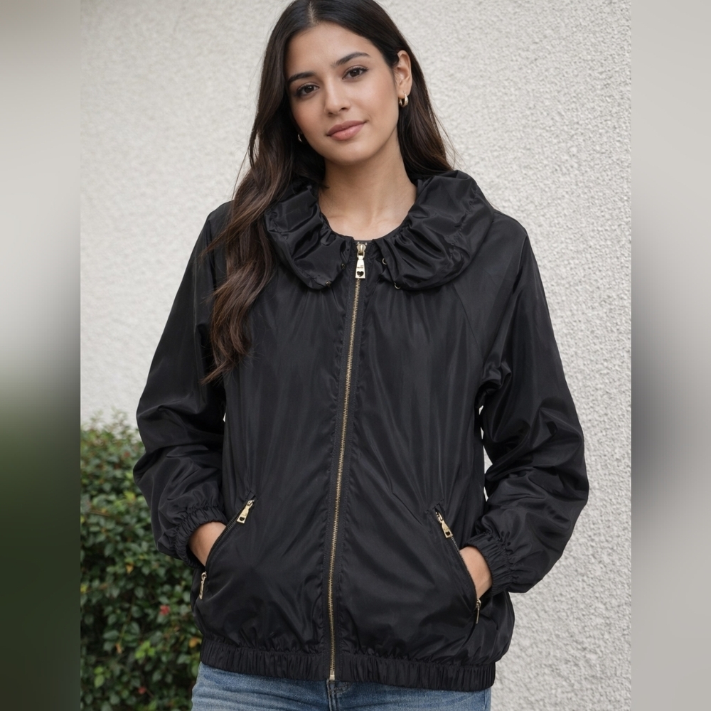 Love Moschino Black Jacket  nylon full zip jacket slim. Size 4 Balck